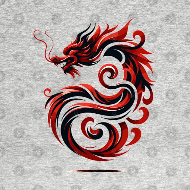 Red and Black Abstract Dragon Art by WEARWORLD